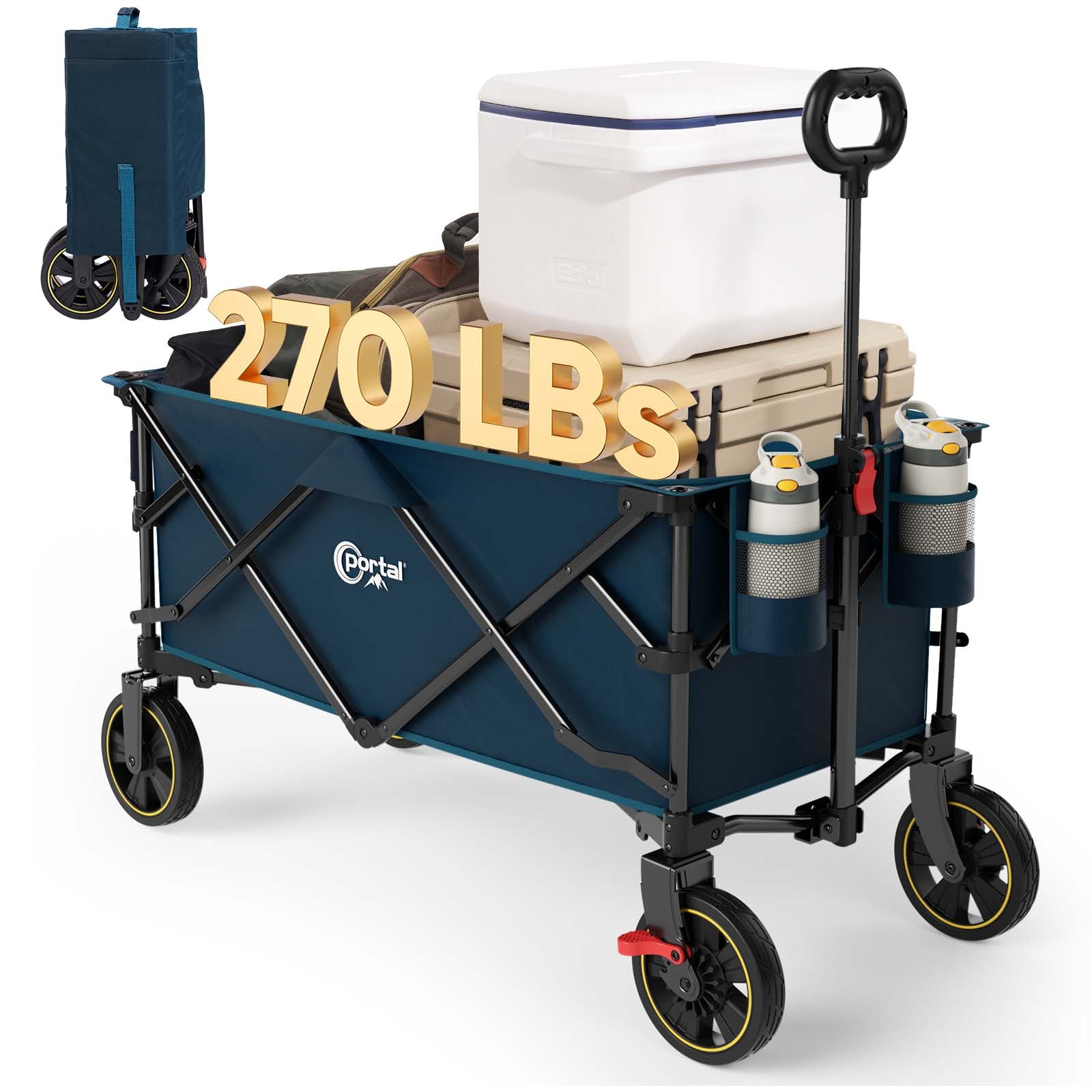 PORTAL Collapsible Folding Wagon Cart - Portal Outdoors - Dark Blue - wagon cart blue color