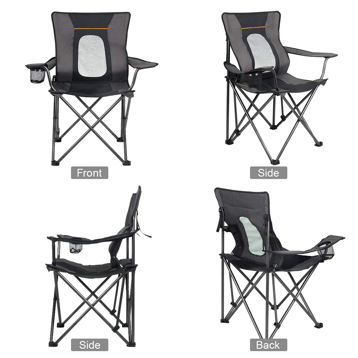 PORTAL Folding Camping Chair with Lumbar Back Support Heavy Duty