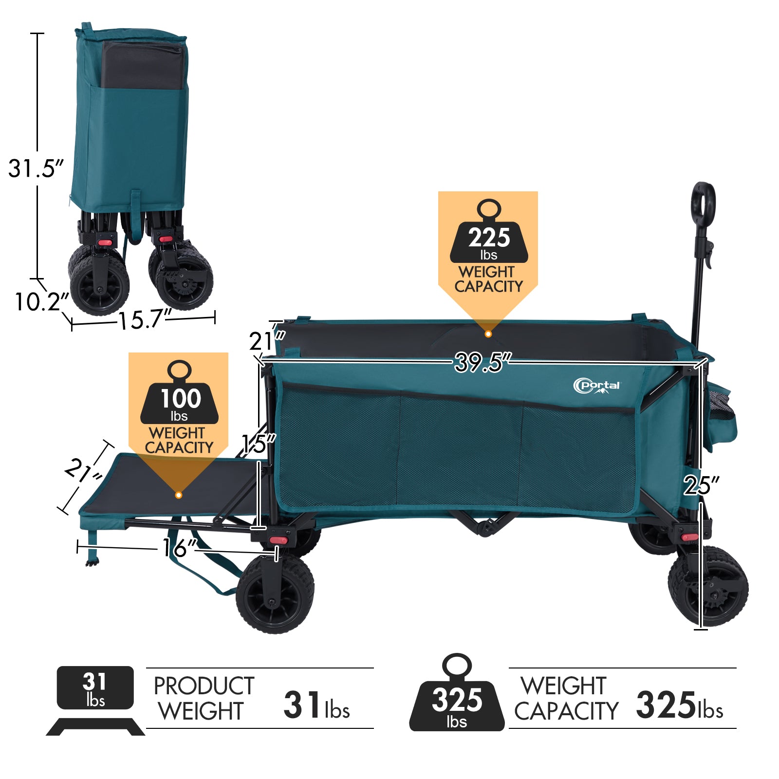 Foldable Beach Wagon with Tailgate - Portal Outdoors