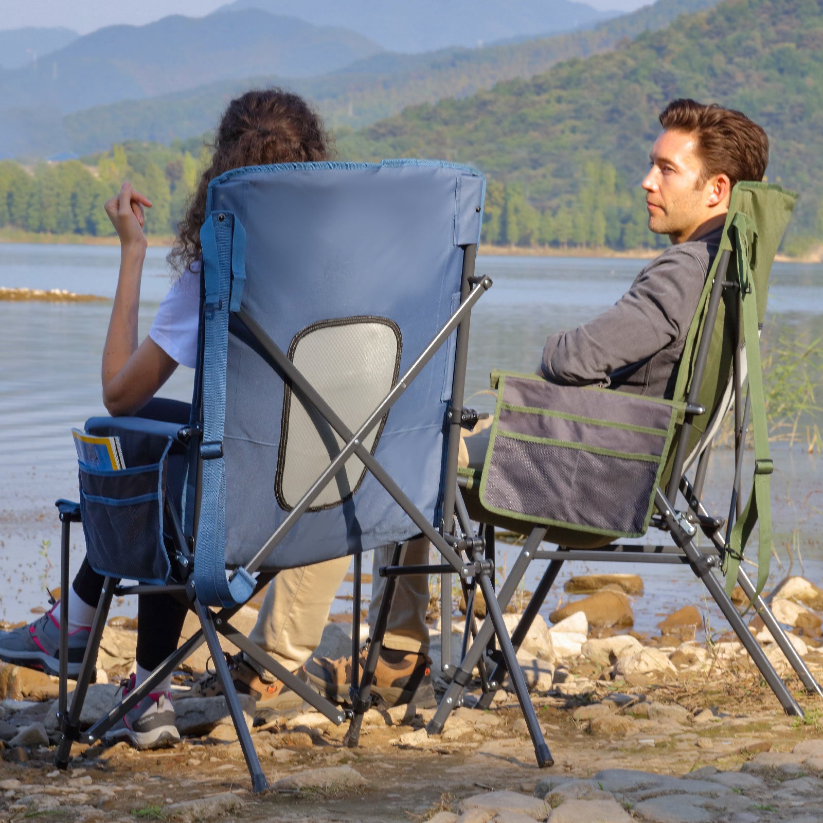 Black Camping Chair Heavy Duty Portable Folding, Outdoor Fishing Chair,  Large US