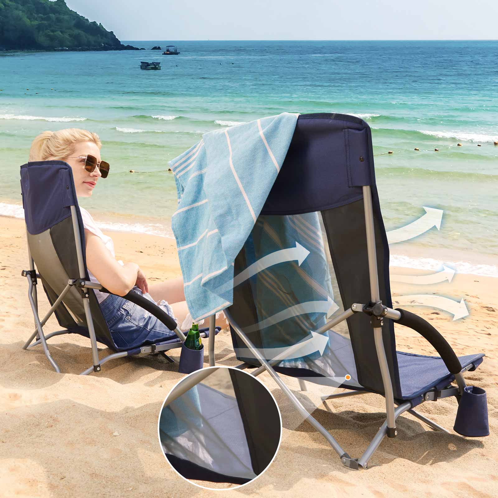 High Back Low Beach Chair - 2 Pack - Portal Outdoors