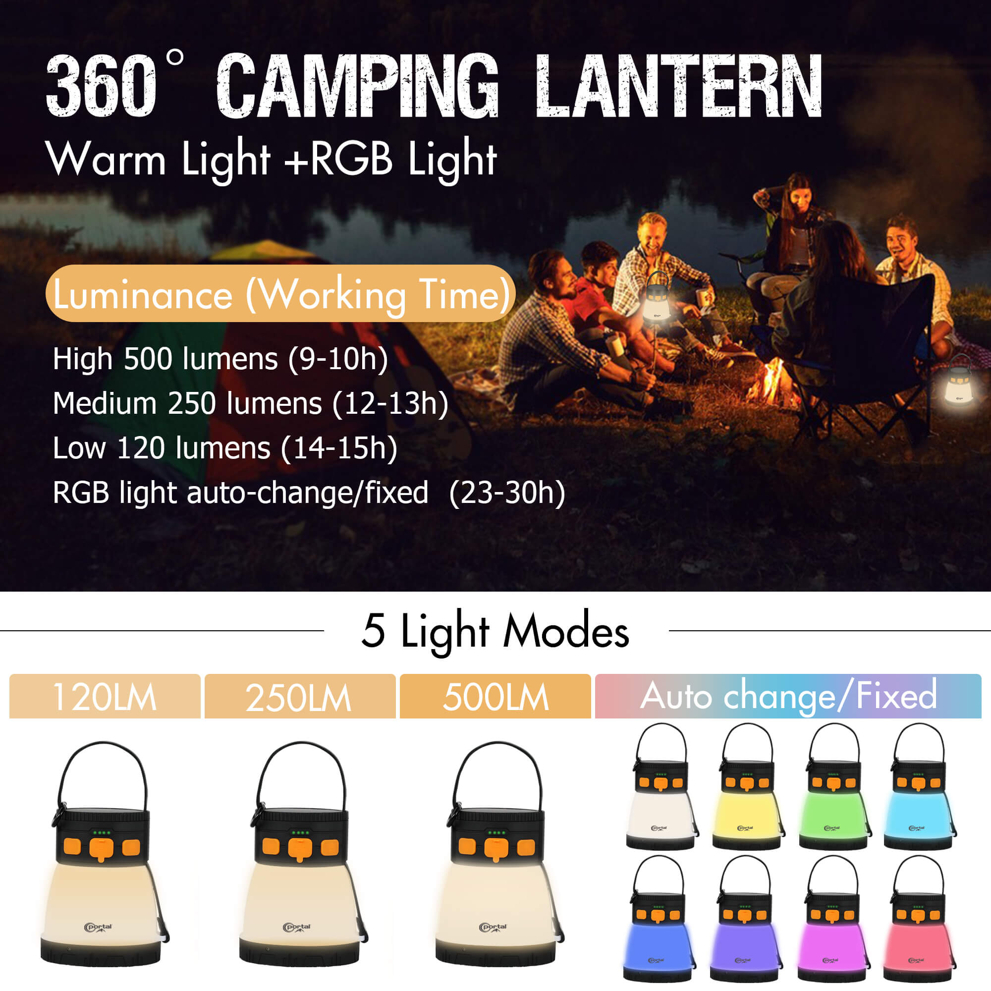EPEX�„� Ash Cave Solar Camping Lantern - Lanterns with Logo - Q969822 QI